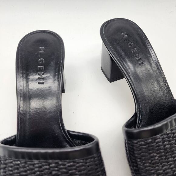 M. Gemi The Nadia Black Woven Leather Open Toe Block Heel EU 38 US 7.5 Sandals - Picture 4 of 8
